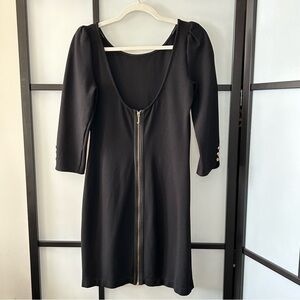 [M] Juicy Couture y2k Vintage 3/4 Sleeve Black Mini Dress with Gold Hardware